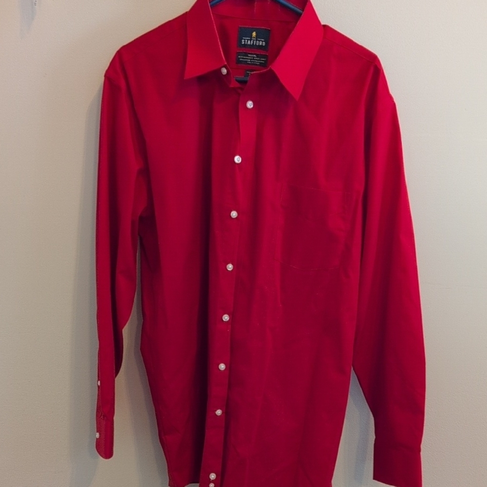 Stafford Men's Red Dress Shirt